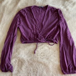 Fashion Nova Purple Long Sleeve Crop Top